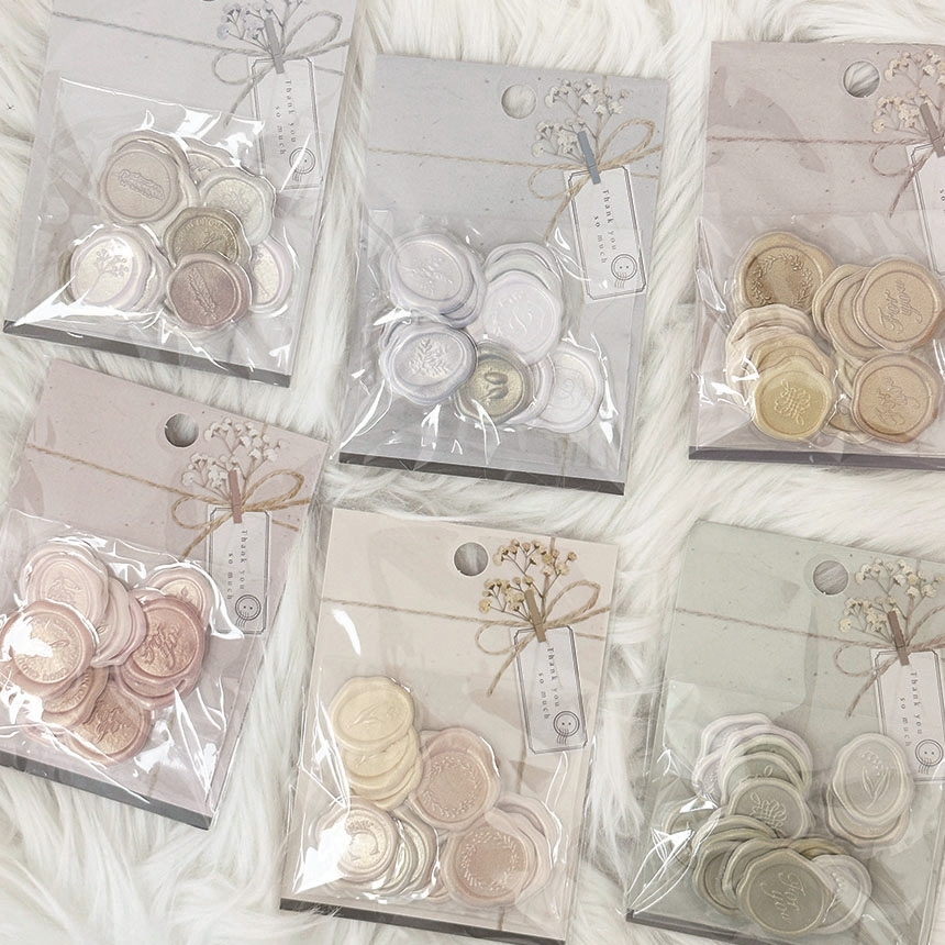 실링왁스 답례품 청첩장 봉투 입체 에폭시 웨딩 스티커 18개입 01 GREEN