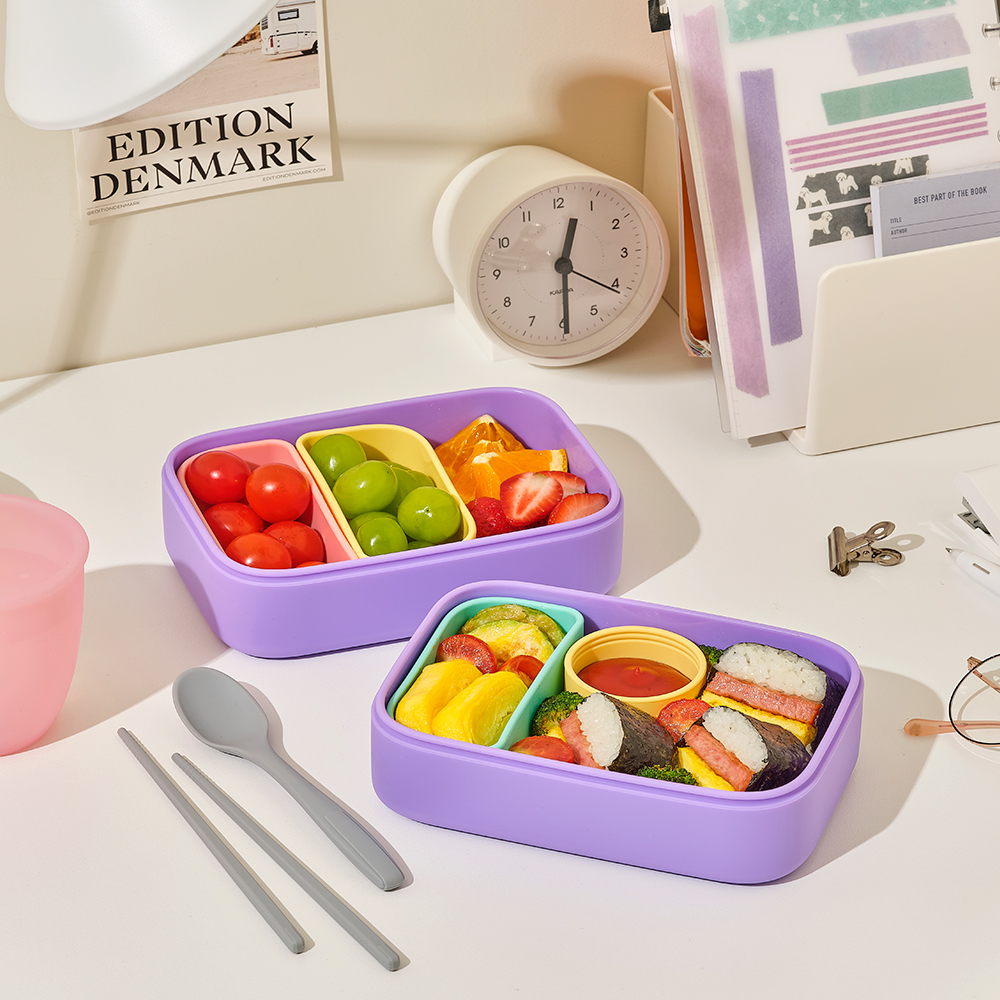 가볍고 실용적인 실리콘 도시락통, 집에서도 외출할 때도 딱 좋아요!