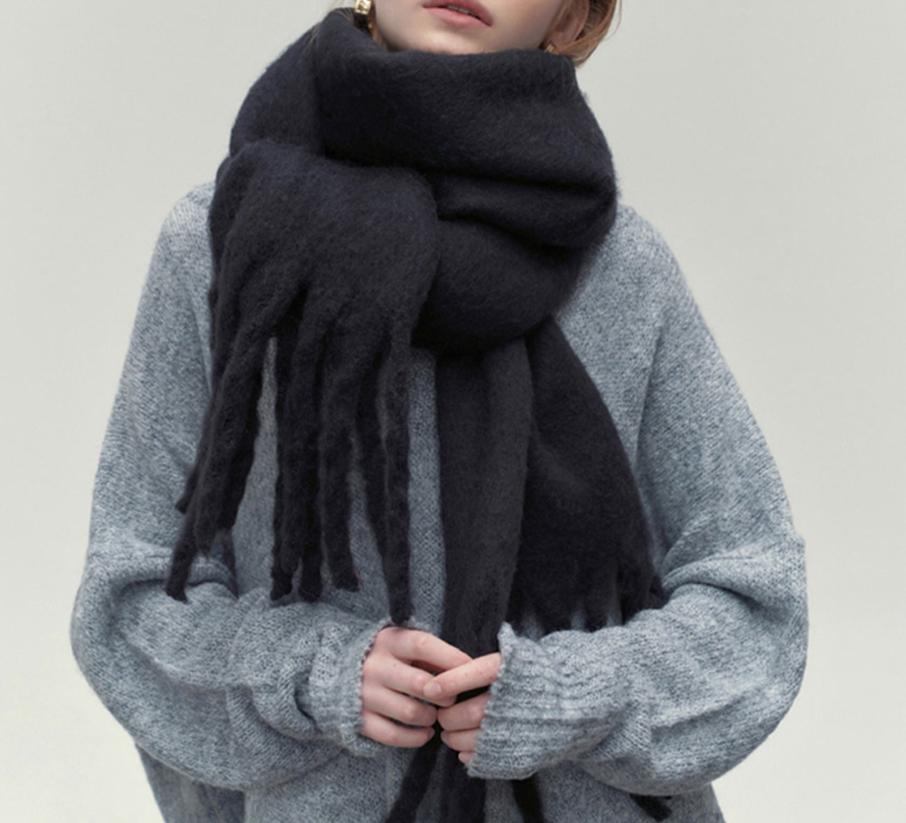 따뜻하고 포근한 겨울 여성 알파카 목도리, 대형 머플러로 스타일 UP!