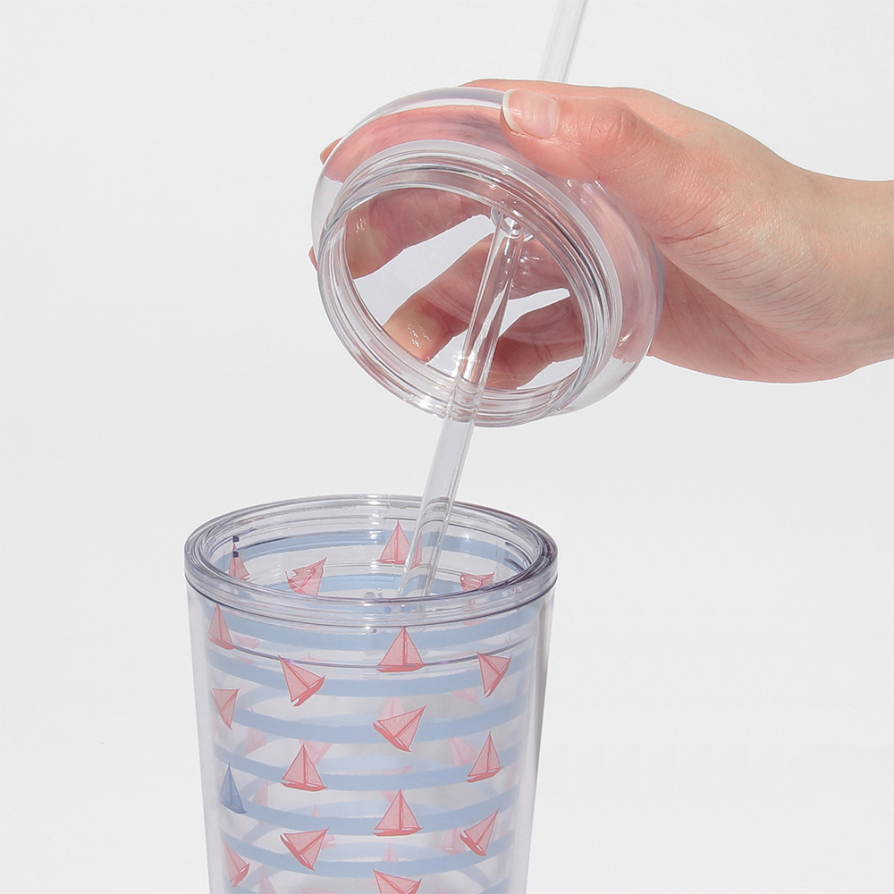 일본 스타벅스의 귀여운 콜드컵 텀블러, 마린 보더 빨대 355ml로 스타일 업!