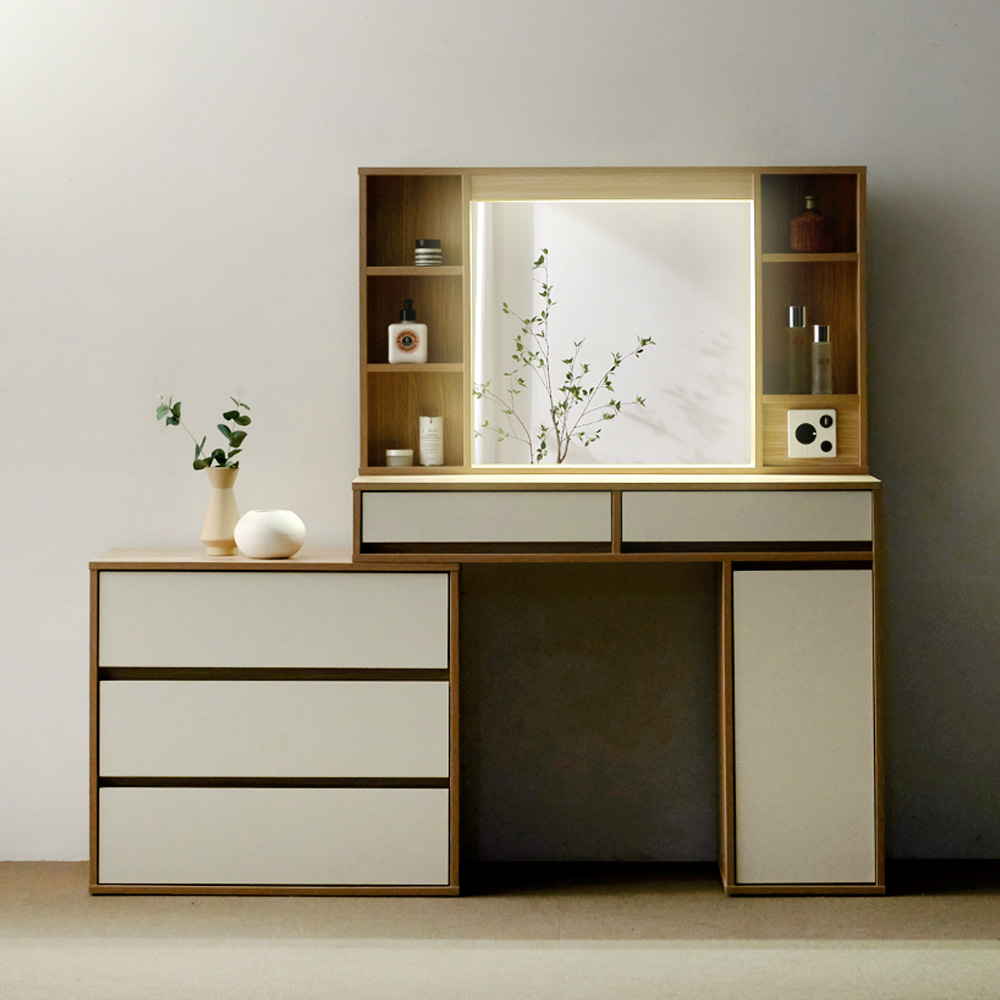 집에서 쉽게 꾸미는 화장대, 파로마 이즈 아멜리 LED 확장형 수납 화장대 추천!