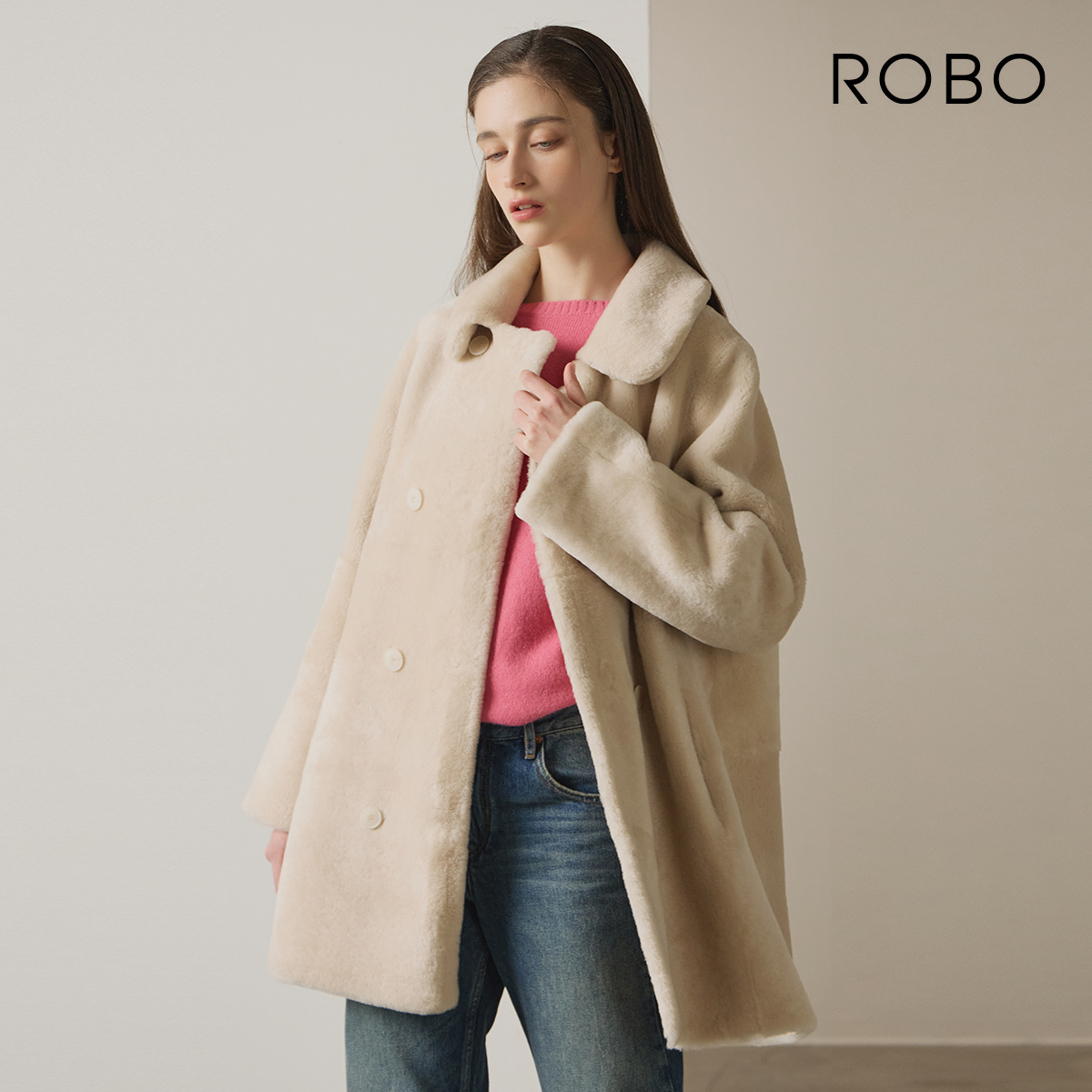 편하게 입기 좋은 스페인산 리버시블 더블 카라 무스탕 코트 추천