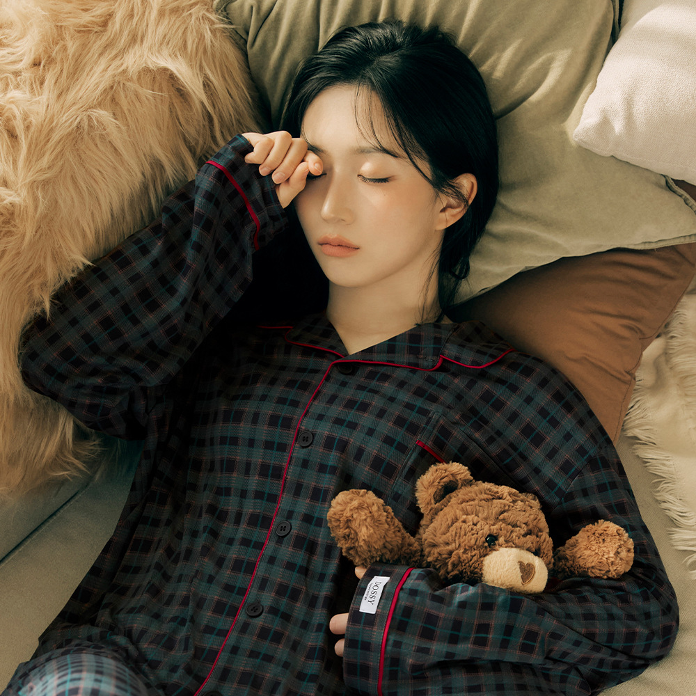 편안한 밤을 위한 긴팔 카라 잠옷 세트, 커플로 함께 입기 좋아요!