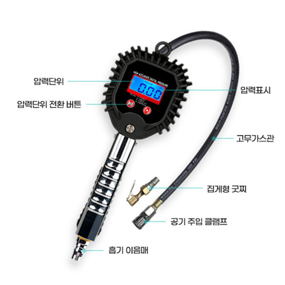 쉽고 빠르게 체크하는 디지털 타이어 공기압계, 집에서도 간편하게!