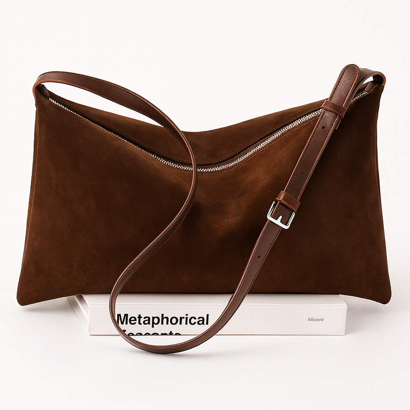 일상 속 필수 아이템! 브라운 스웨이드 크로스백으로 스타일 업하세요