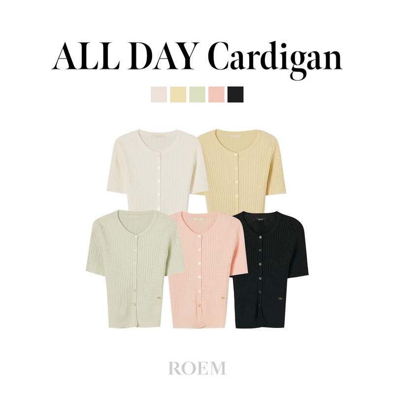 편하게 입기 좋은 로엠 라운드넥 케이블 반팔 가디건으로 스타일 업!