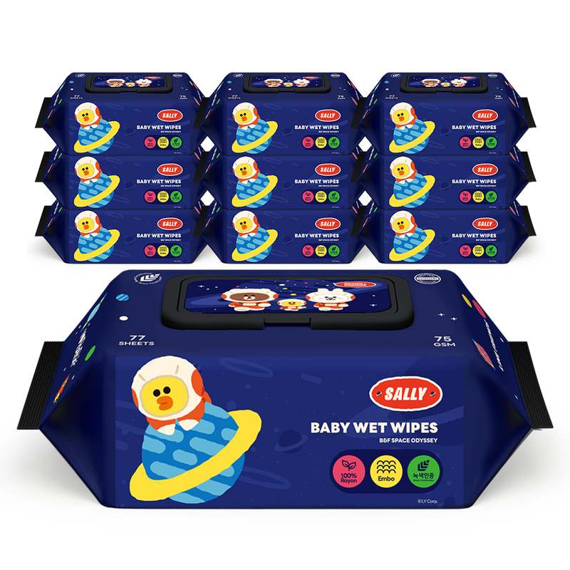 아이러브베베 라인프렌즈 브라운 생분해 원단 아기물티슈, 자연스럽고 부드럽게 사용하세요!