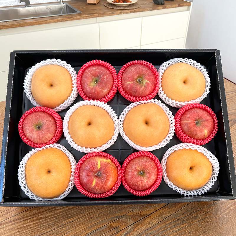 명절에 딱 좋은 과일 선물세트, 사과와 배를 함께 담았어요