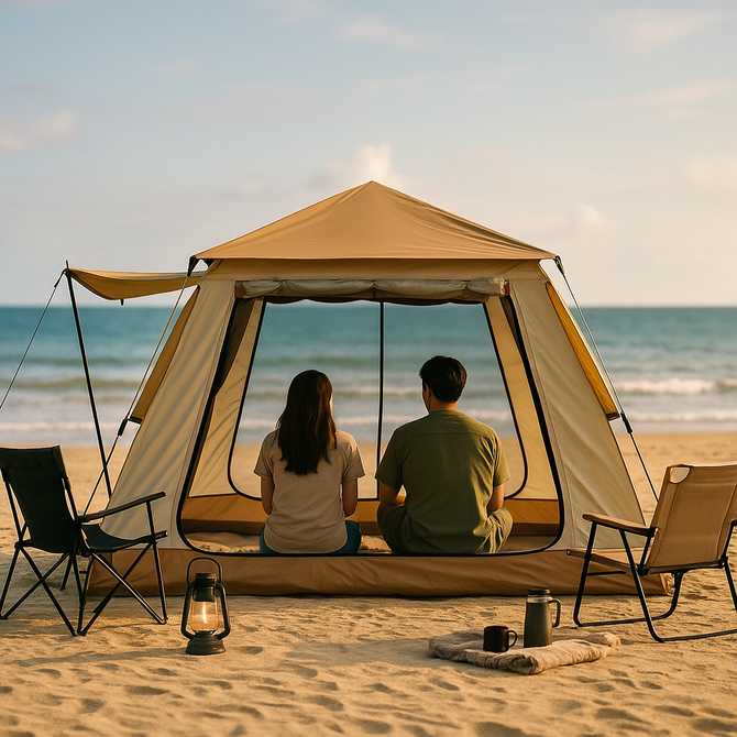 쉽고 빠르게 설치하는 3~4인용 그늘막 텐트, 띵포유 원터치