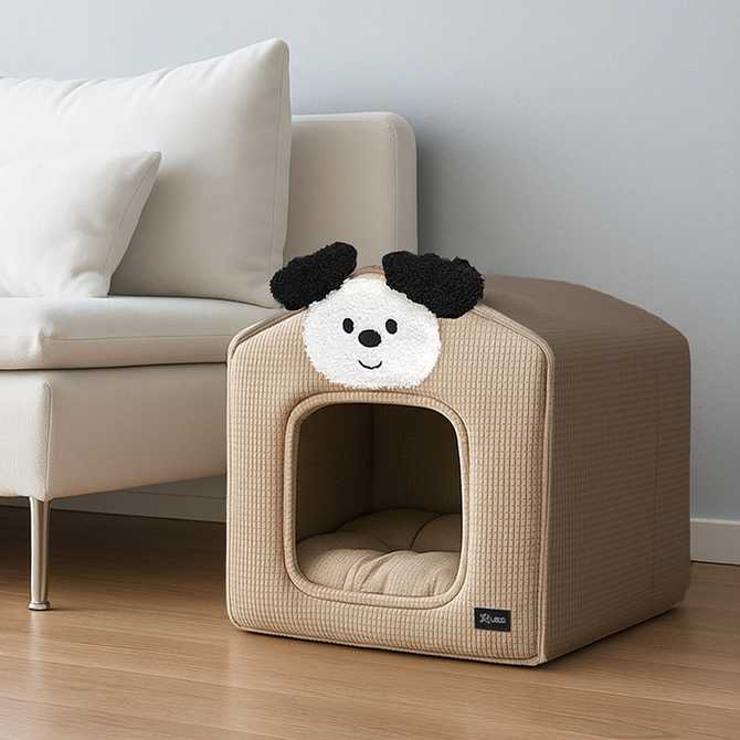 귀여운 강아지와 고양이 집, 와플 하우스 쿠션 세트로 편안하게!