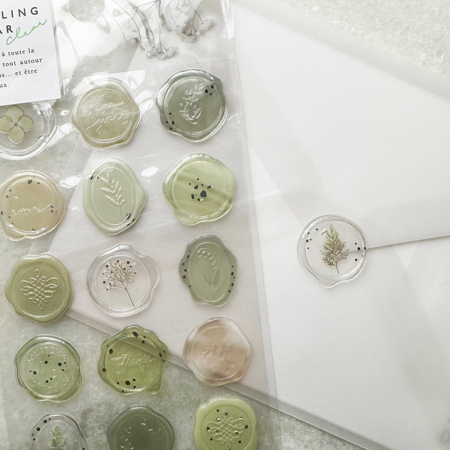 실링왁스 답례품 청첩장 봉투 입체 에폭시 웨딩 스티커 18개입 01 GREEN