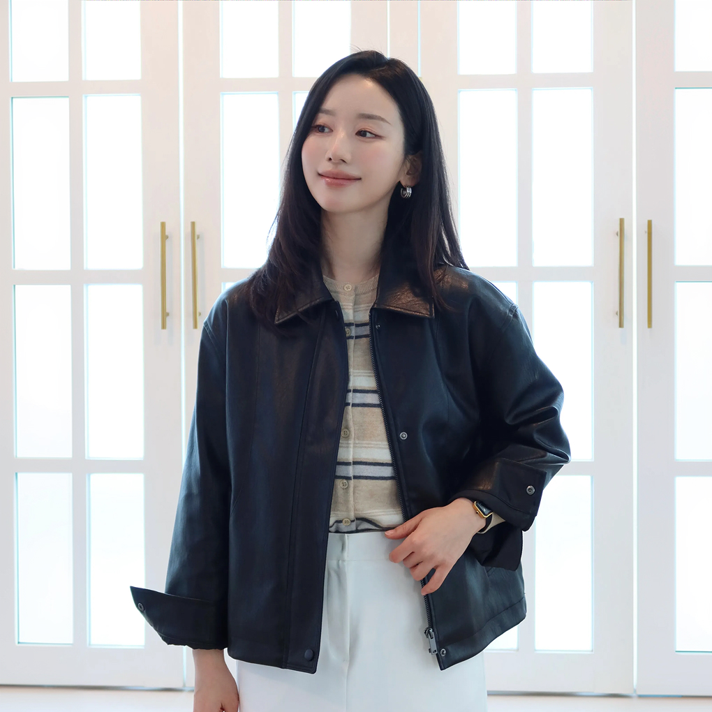 편하게 입기 좋은 레더 자켓, 클라비스 블루종 추천해요!