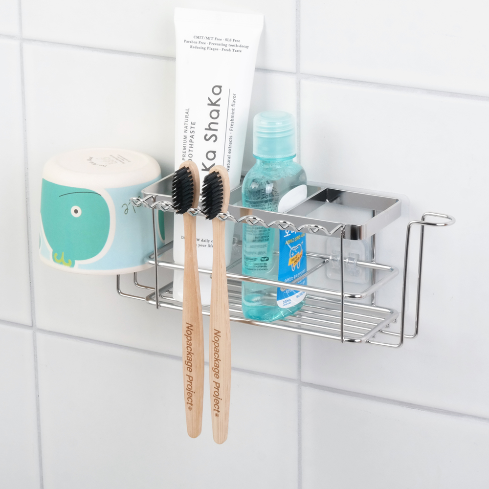 쉽고 깔끔하게 욕실 정리하는 방법, 스파이더락 무타공 칫솔걸이 추천!