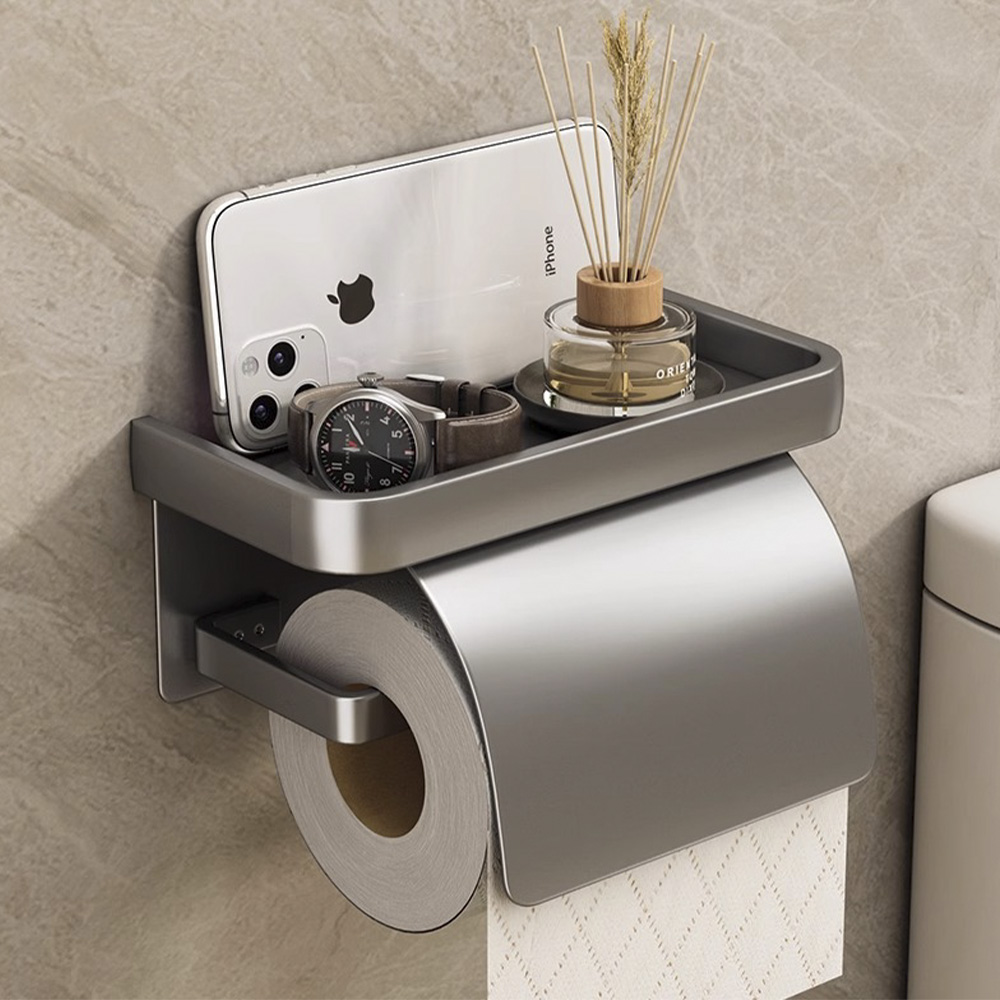 쉽고 튼튼한 화장실 휴지걸이, 덮개형 선반으로 깔끔하게 정리하세요!