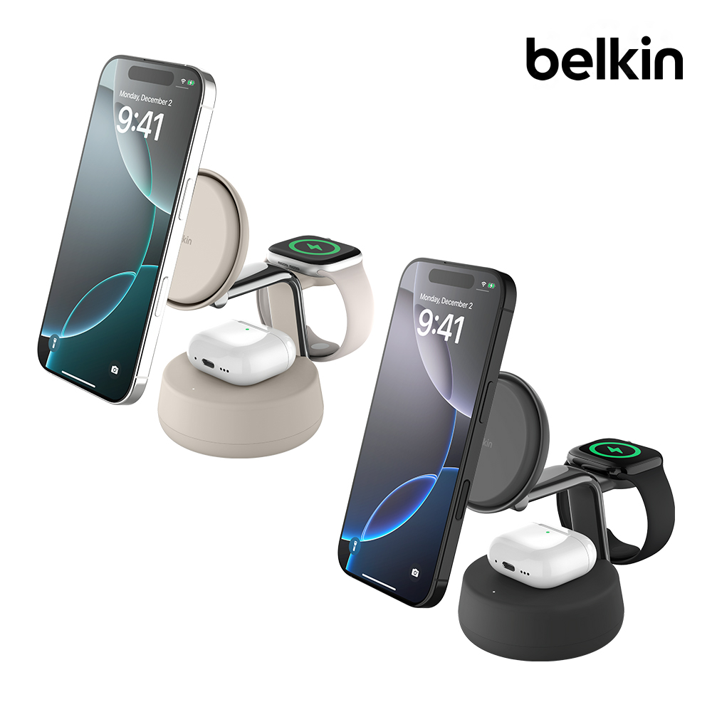 쉽고 빠른 무선 충전, 벨킨의 최신 3-in-1 스탠드로 업그레이드하세요!