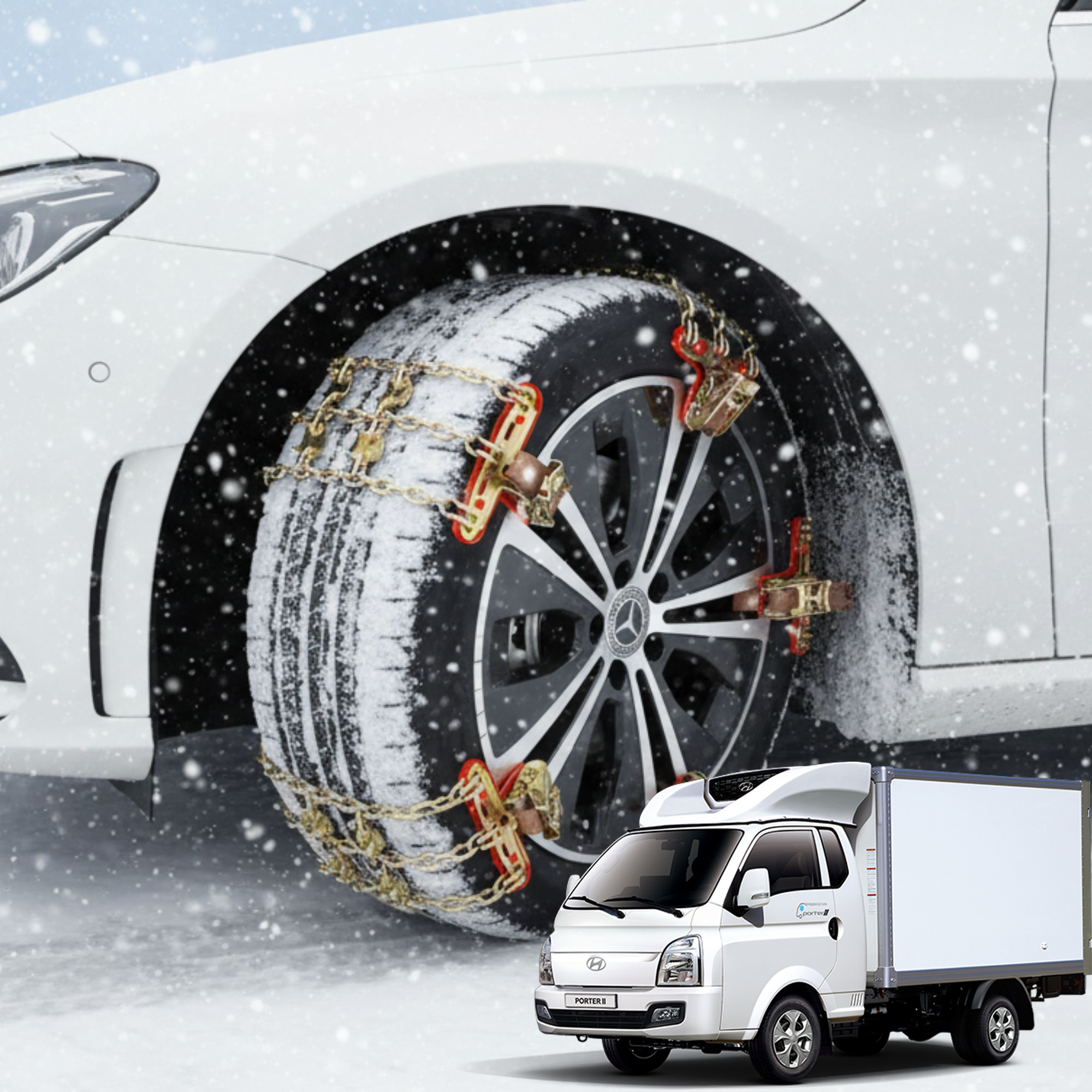 눈길에서도 걱정 없는 1톤 트럭용 쇠사슬 스노우체인 추천!