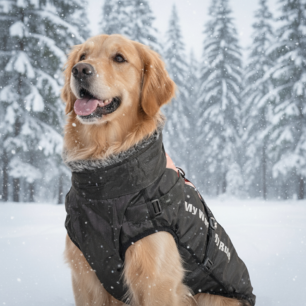 포근한 겨울을 위한 강아지용 패딩 조끼, 대형견도 따뜻하게!