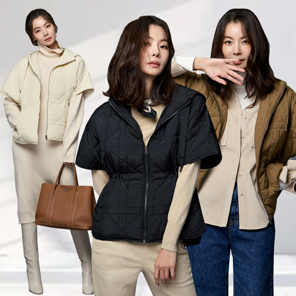 편안하면서도 세련된 여성용 퀼팅 케이프 후드 조끼, 결혼식이나 오피스룩으로 딱 좋아요!