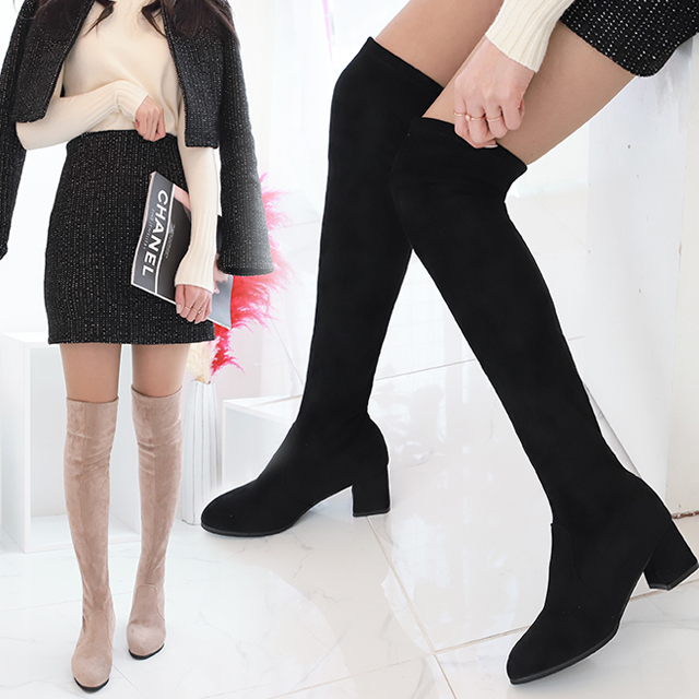 편하게 신기 좋은 슬림 스웨이드 싸이하이 롱부츠, 3가지 컬러로 만나보세요!