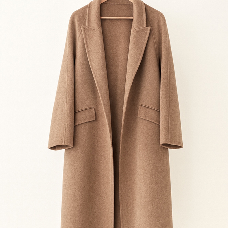 편안하게 입기 좋은 여성용 카멜 헤어 롱코트, 고급스러움이 느껴지는 테일러드 스타일