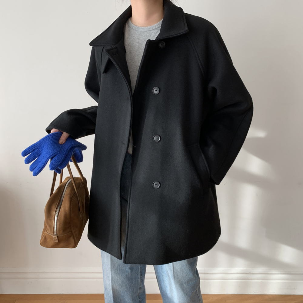 포근하고 세련된 하이넥 더블 알파카 울 하프 코트, 겨울철 따뜻함과 멋을 동시에!
