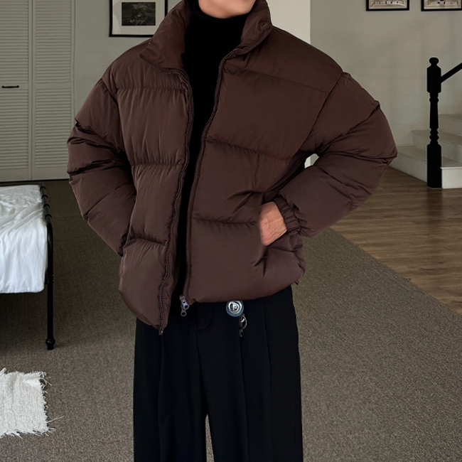 남성용 오버사이즈 웰론 하이넥 크롭 숏 패딩, 따뜻하게 입기 좋은 선택!