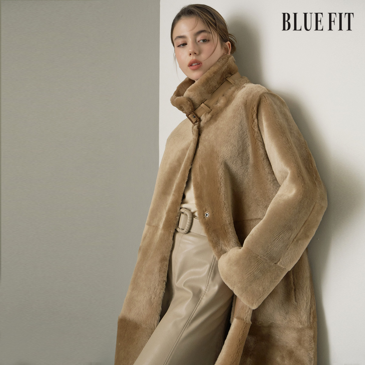 편하게 입고 멋내기 좋은 스페인산 리버시블 넥벨트 무스탕 코트 추천!