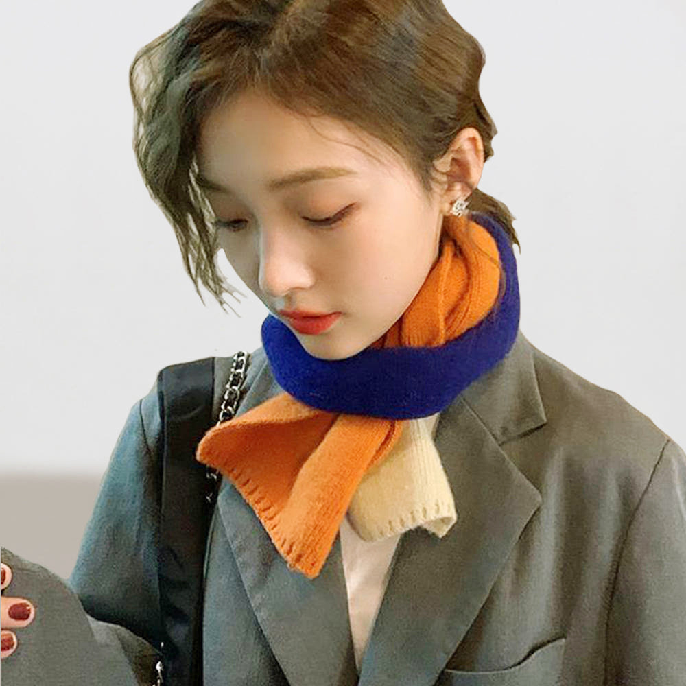 포근하고 귀여운 미니 울 목도리, 캐시미어 배색으로 따뜻하게 연출하세요!