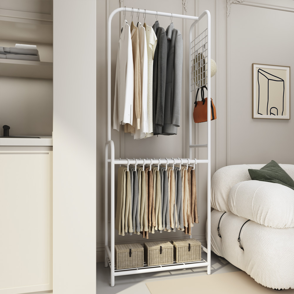이동이 간편한 2단 드레스룸 행거, 집안 정리의 필수템!