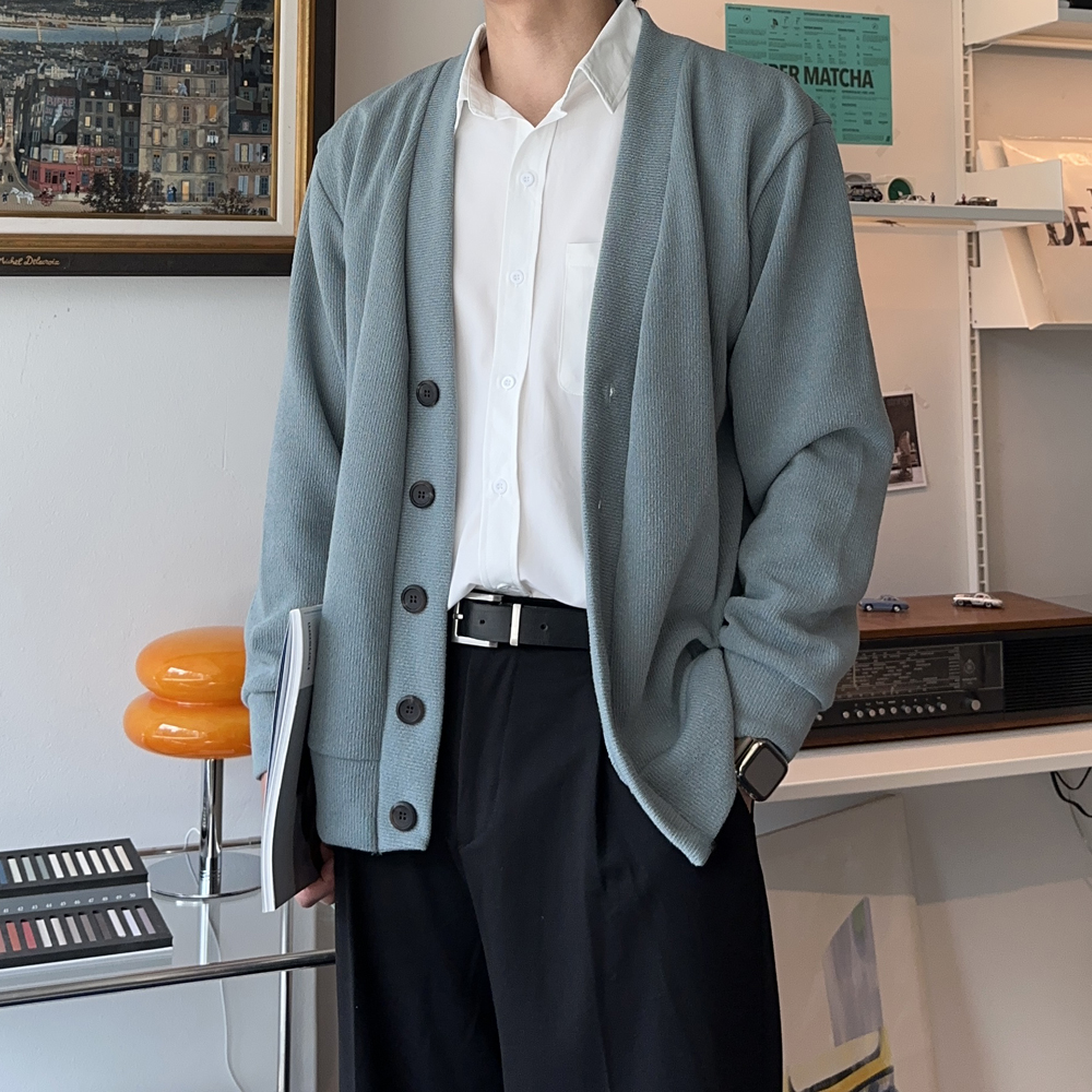 남성용 빅사이즈 가디건, 커플 오버핏 정장 니트로 스타일 업!
