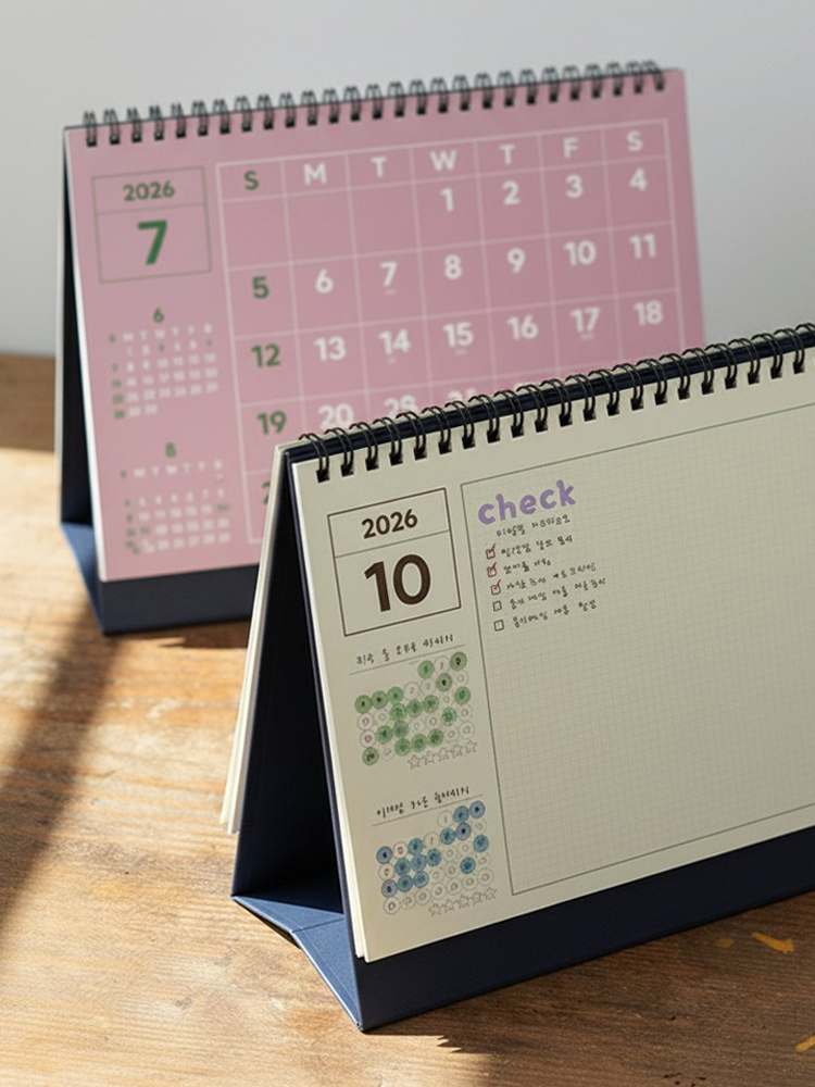 1+1 2026년달력 26년 레트로 B5탁상달력 책상 메모켈린더 음력 절기 내년 업무카렌다