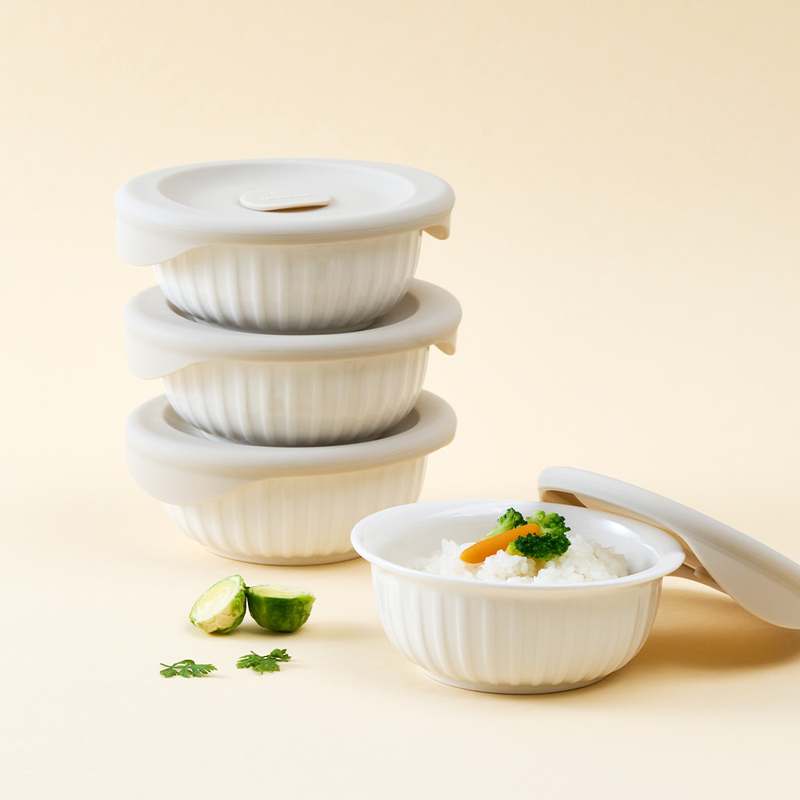 간편하게 한끼 해결! 도자기 밥용기 아이보리 250ml 4개 세트