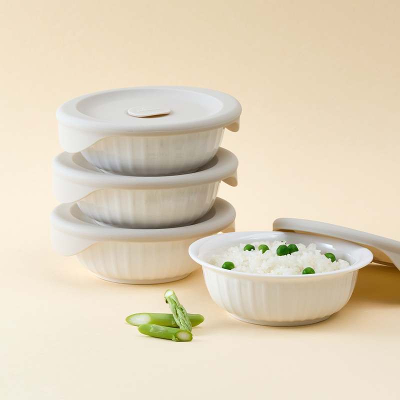 일상에서 딱 맞는 밥그릇, 도자기 밥용기 아이보리로 깔끔하게 준비하세요!