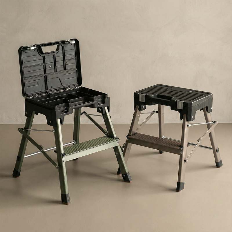 가정에서 간편하게 쓰는 접이식 알루미늄 사다리, 2단 이동 작업대