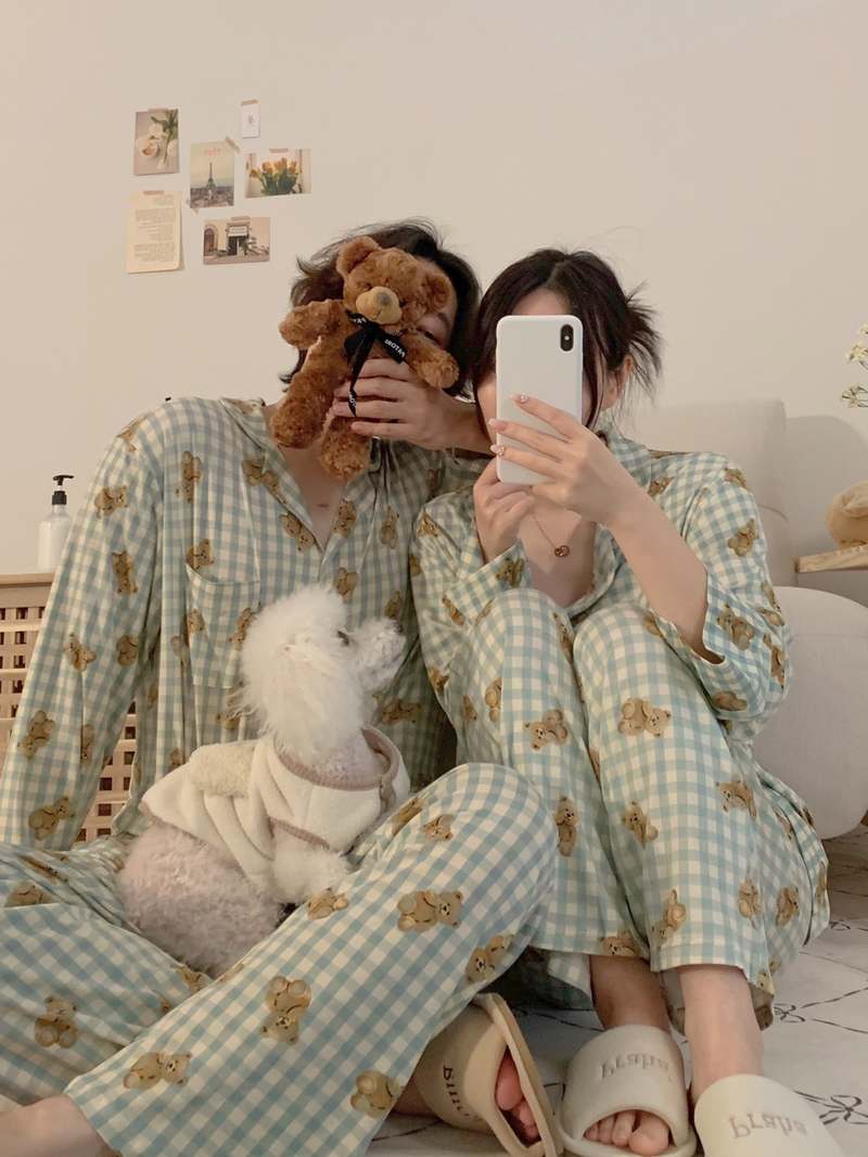 편안한 밤을 위한 귀여운 곰돌이 잠옷세트 추천! 커플용 긴팔 수면 파자마