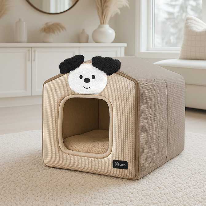 귀여운 강아지와 고양이 집, 와플 하우스 쿠션 세트로 편안하게!