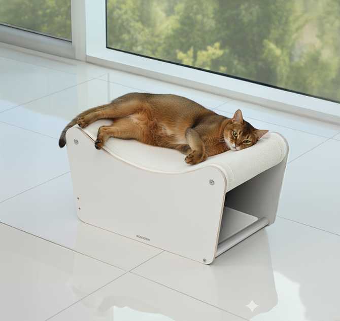 고양이 집과 스크래쳐를 한 번에! 펫코본 원목 소파형 숨숨집