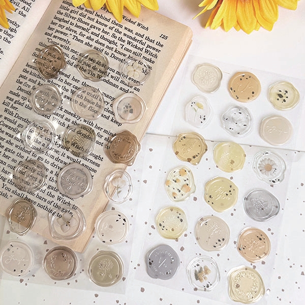 실링왁스 답례품 청첩장 봉투 입체 에폭시 웨딩 스티커 18개입 01 GREEN