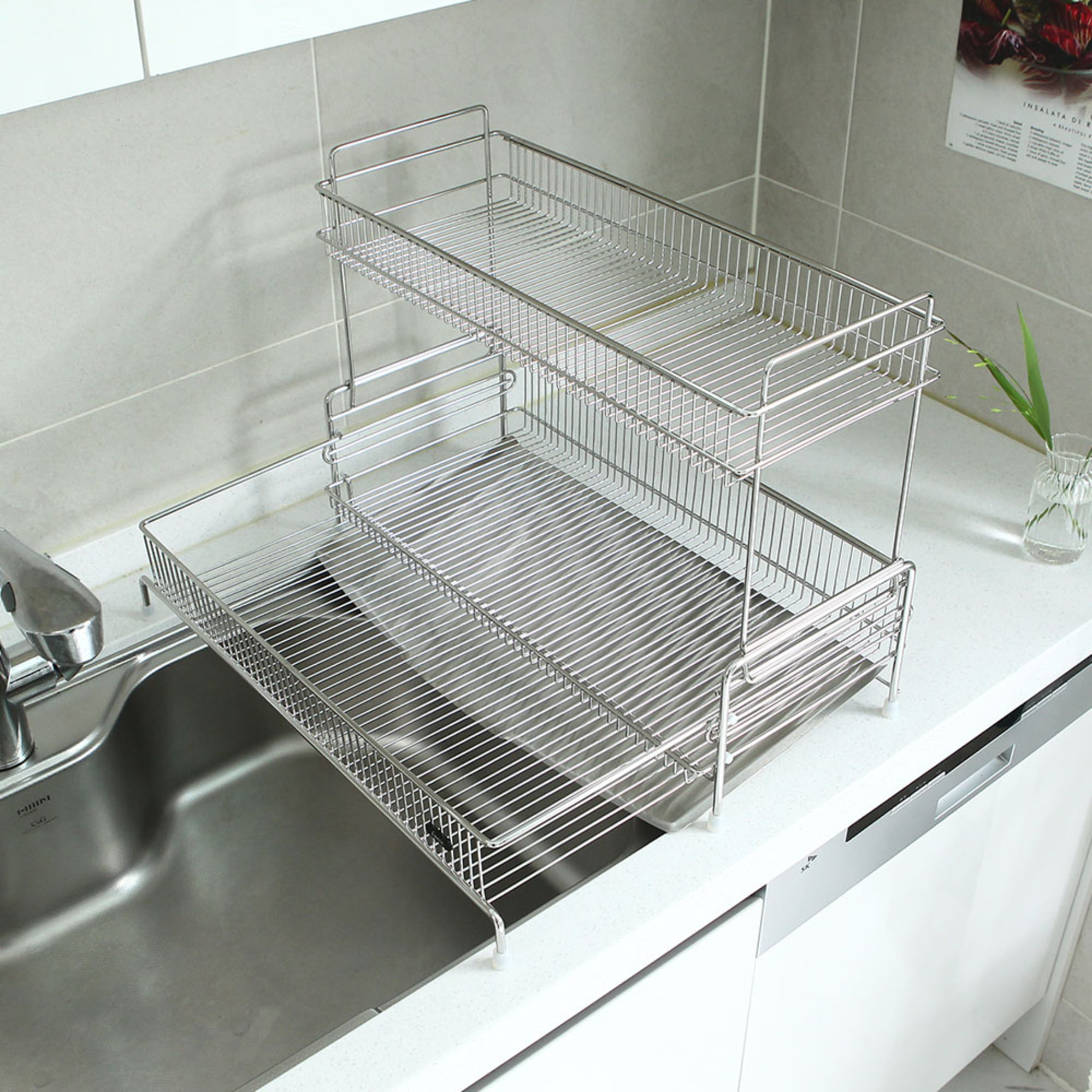 가정에서 편리하게 사용하는 슬림형 2단 식기건조대 추천