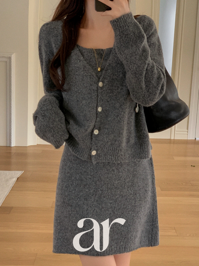 편하게 입기 좋은 울 니트 나시 원피스와 가디건 세트 추천!