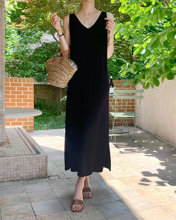 더운 여름날 시원하게 입기 좋은 고급 니트 롱 원피스 추천