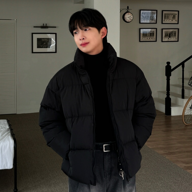남성용 오버사이즈 웰론 하이넥 크롭 숏 패딩, 따뜻하게 입기 좋은 선택!
