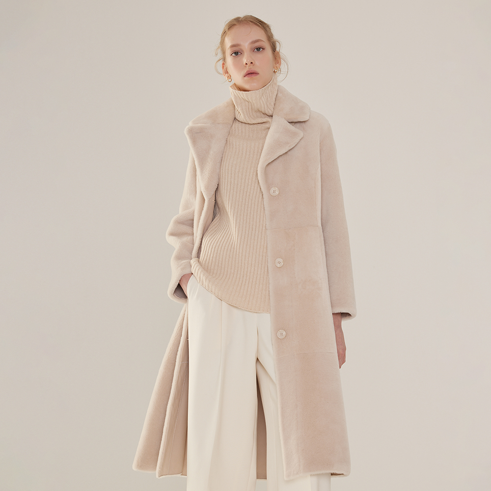 편하게 입고 멋 내기 좋은 싱글 버튼 리버시블 롱 무스탕 코트 추천!