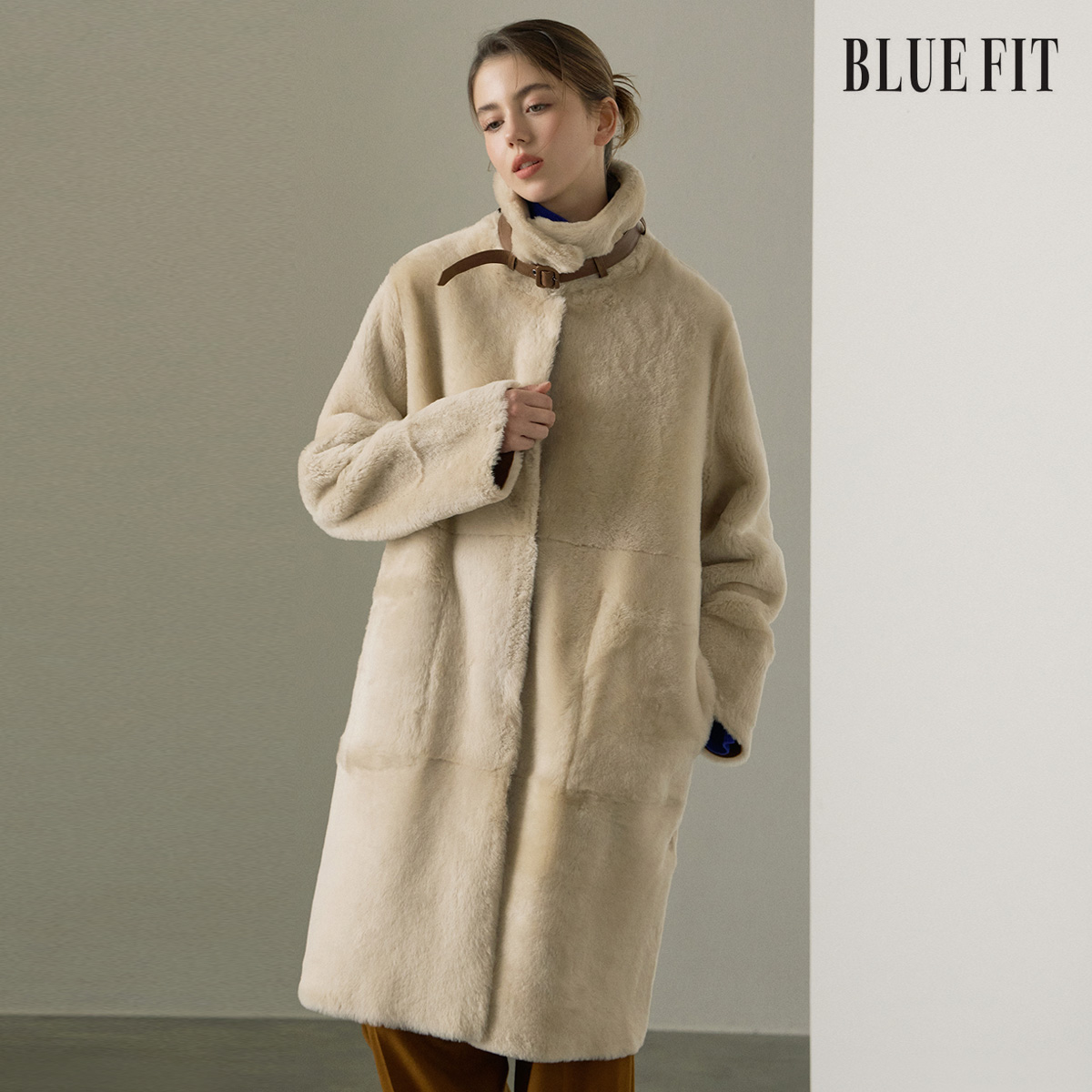 편하게 입고 멋내기 좋은 스페인산 리버시블 넥벨트 무스탕 코트 추천!