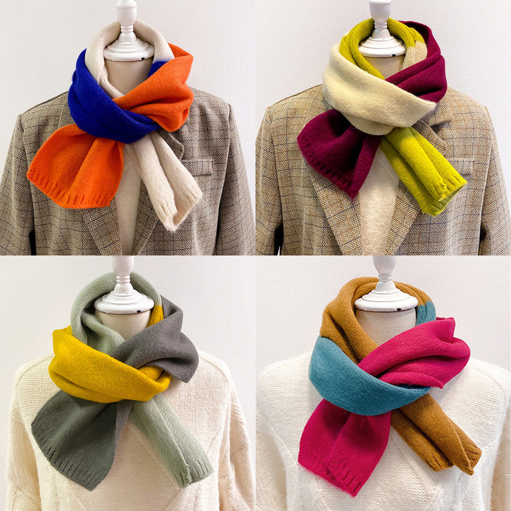 포근하고 귀여운 미니 울 목도리, 캐시미어 배색으로 따뜻하게 연출하세요!