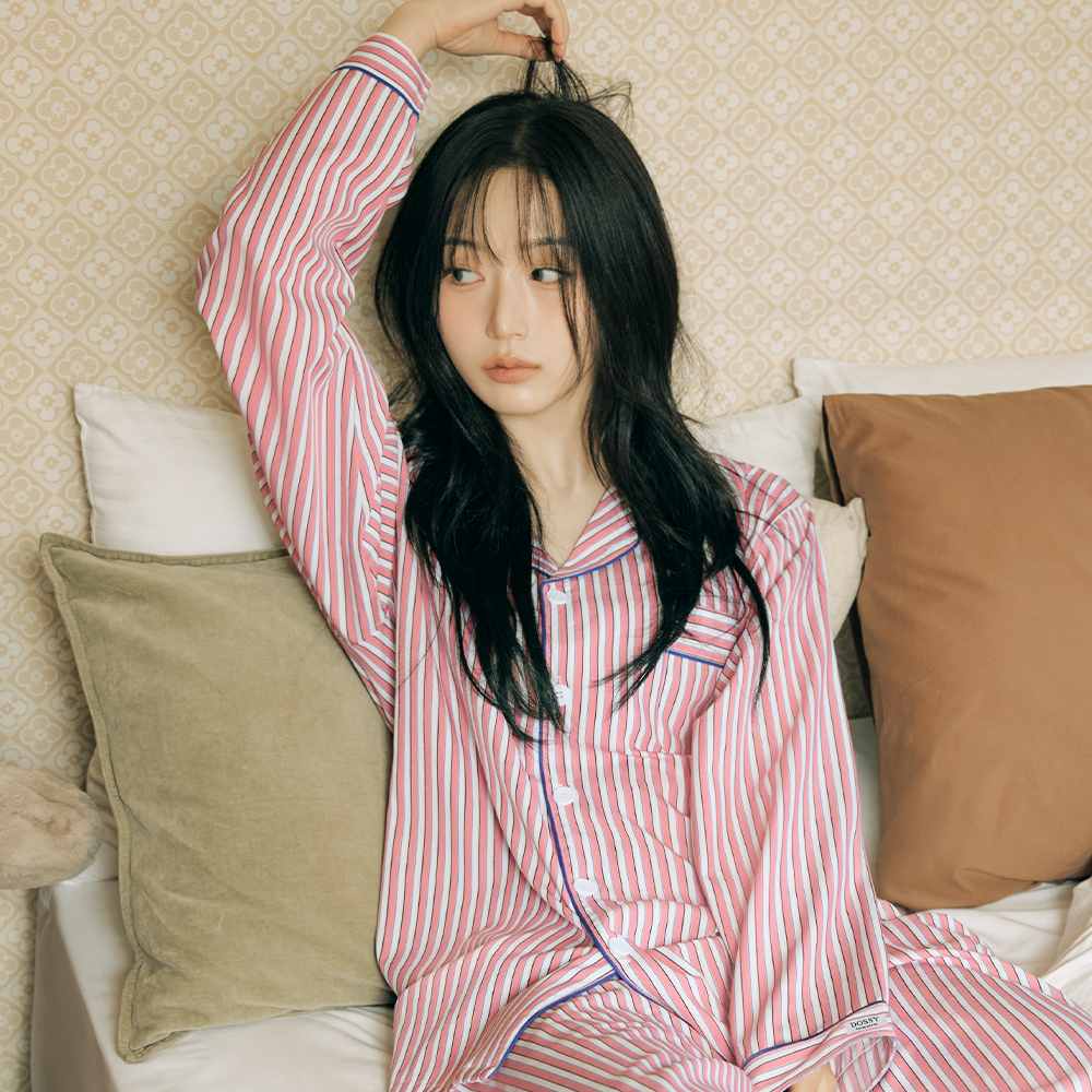 편안한 밤을 위한 긴팔 카라 잠옷 세트, 커플로 함께 입기 좋아요!
