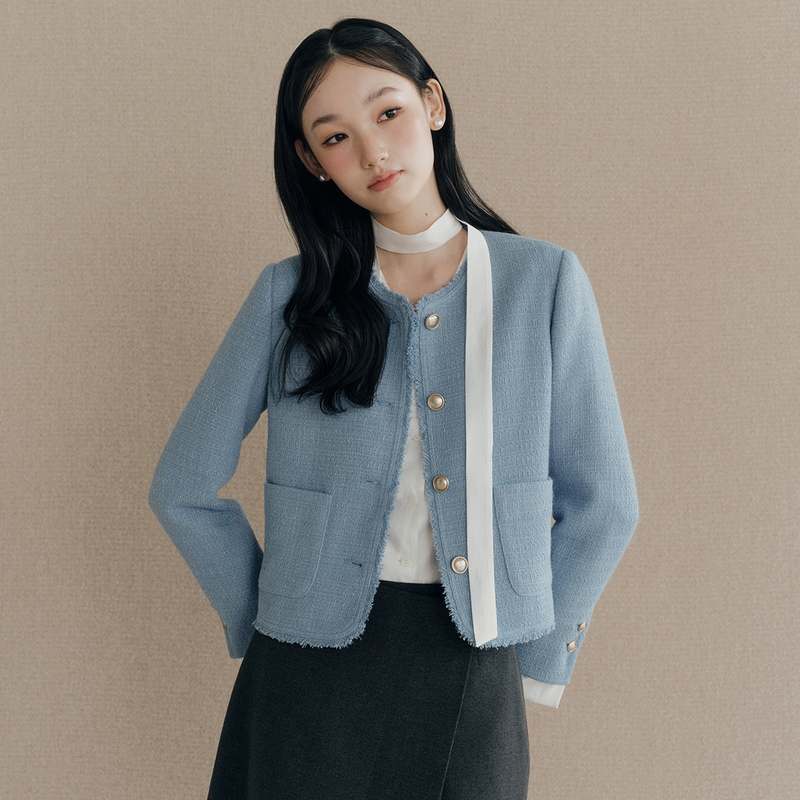 편안하게 입기 좋은 라운드 트위드 자켓, 로엠 올데이 컬렉션