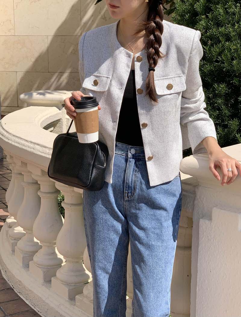 가을 결혼식에 딱! 여성 노카라 트위드 자켓으로 세련된 하객룩 완성하기