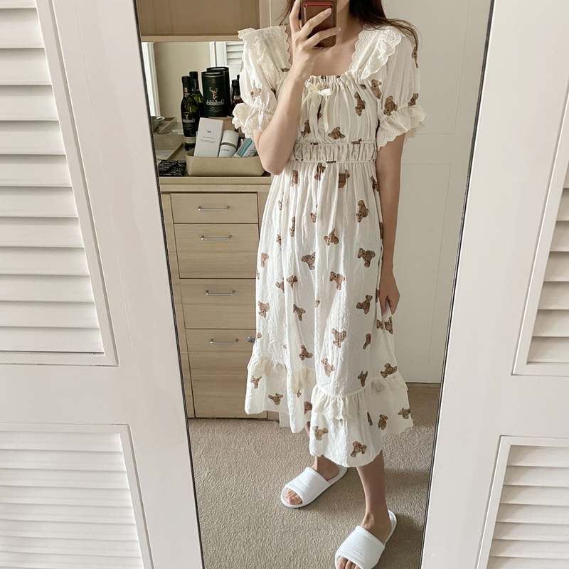 귀엽고 편안한 곰돌이 여름 잠옷, 집에서 즐기기 딱 좋아요!