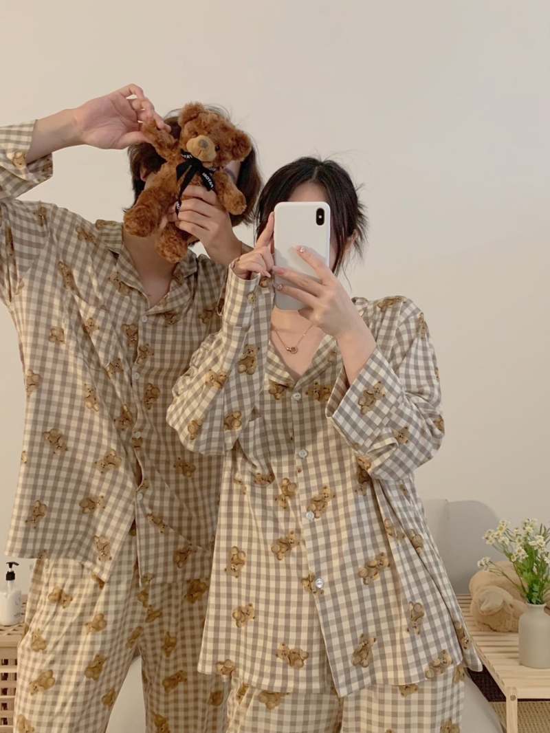 편안한 밤을 위한 귀여운 곰돌이 잠옷세트 추천! 커플용 긴팔 수면 파자마